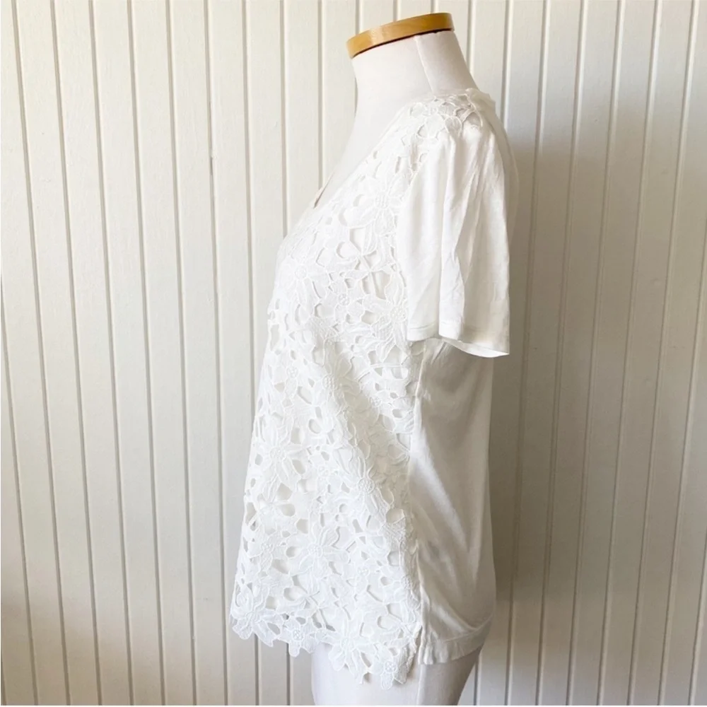 J. Crew White Cream Floral Lace Shirt Top Spring Summer Size Medium